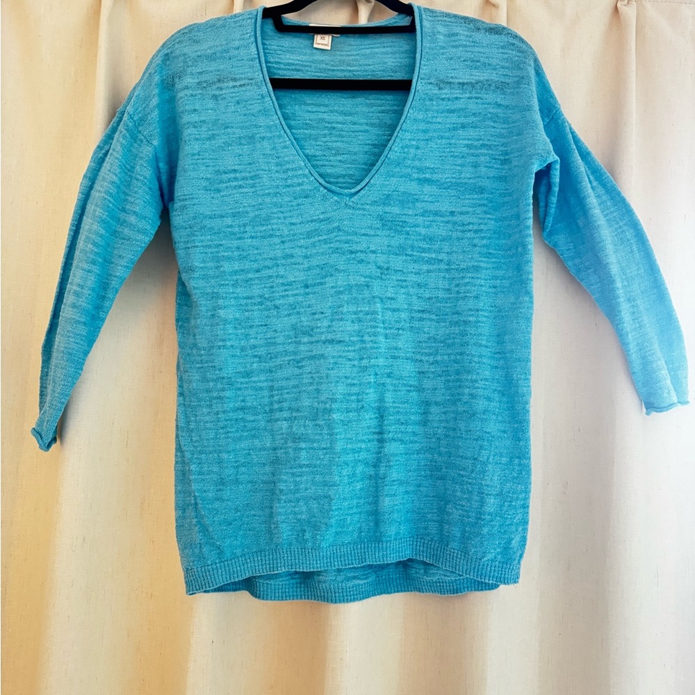 J. Crew Vibrant Blue V-Neck Sweater